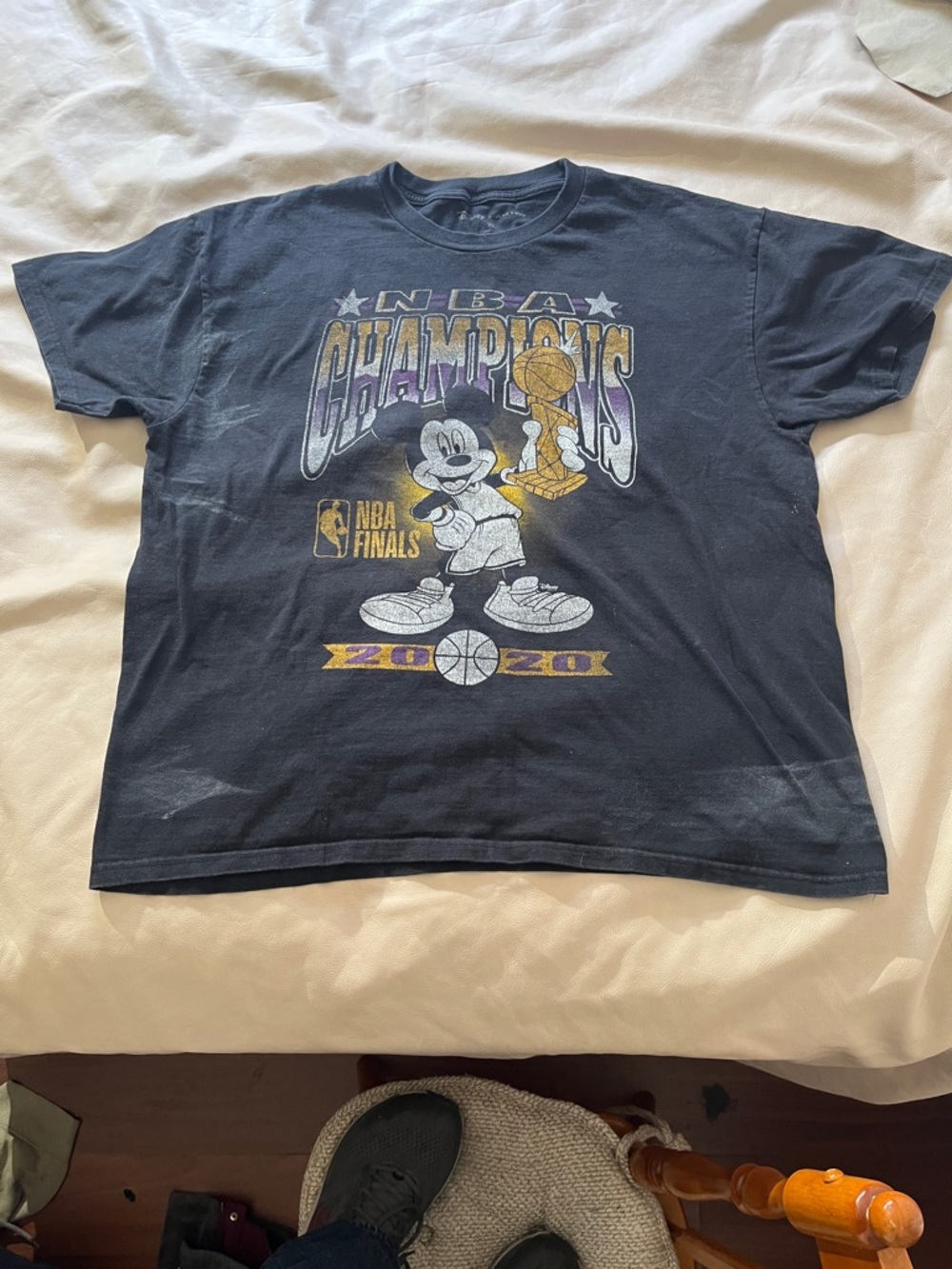 Disney Black NBA Champions Graphic Tee with Gold and Purple Accents